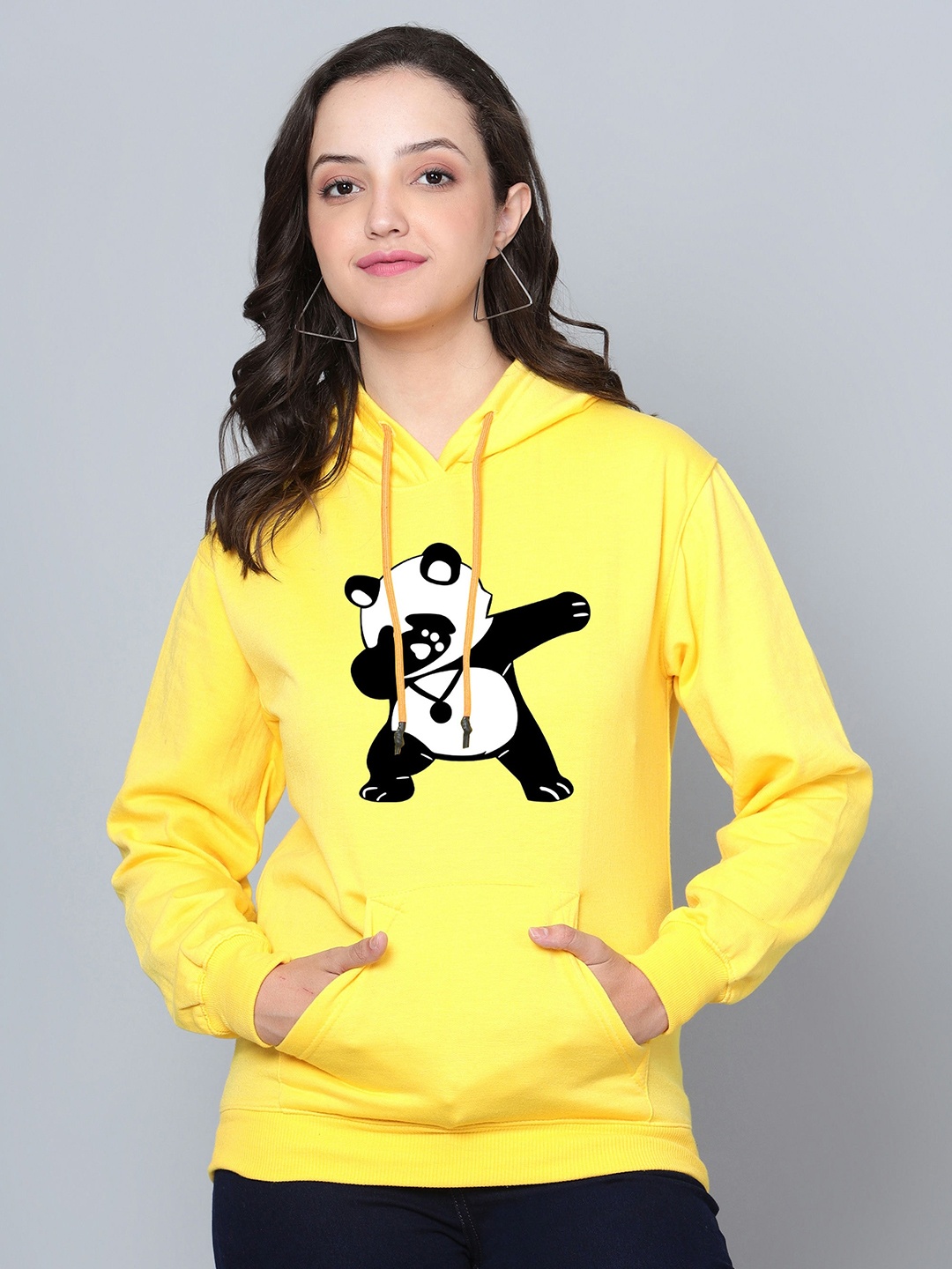 

Fashion And Youth Graphic Printed Long Sleeves Hooded Fleece Sweatshirt, Yellow