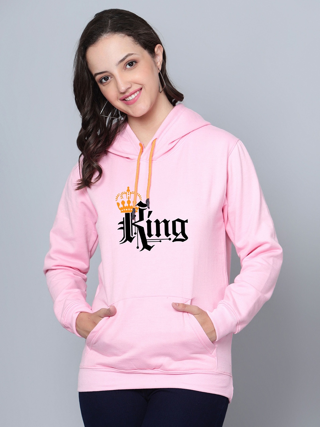 

Fashion And Youth Typography Printed Hooded Fleece Pullover Sweatshirt, Pink