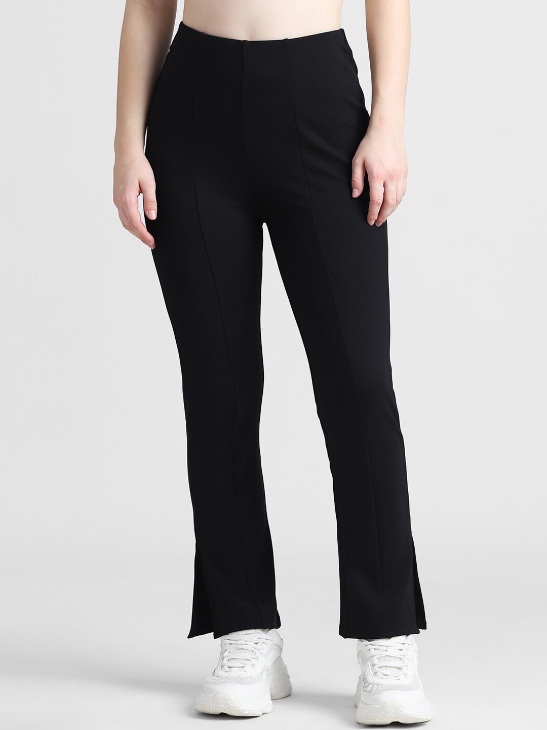 

ONLY Women Skinny Fit High-Rise Pure Cotton Trousers, Black