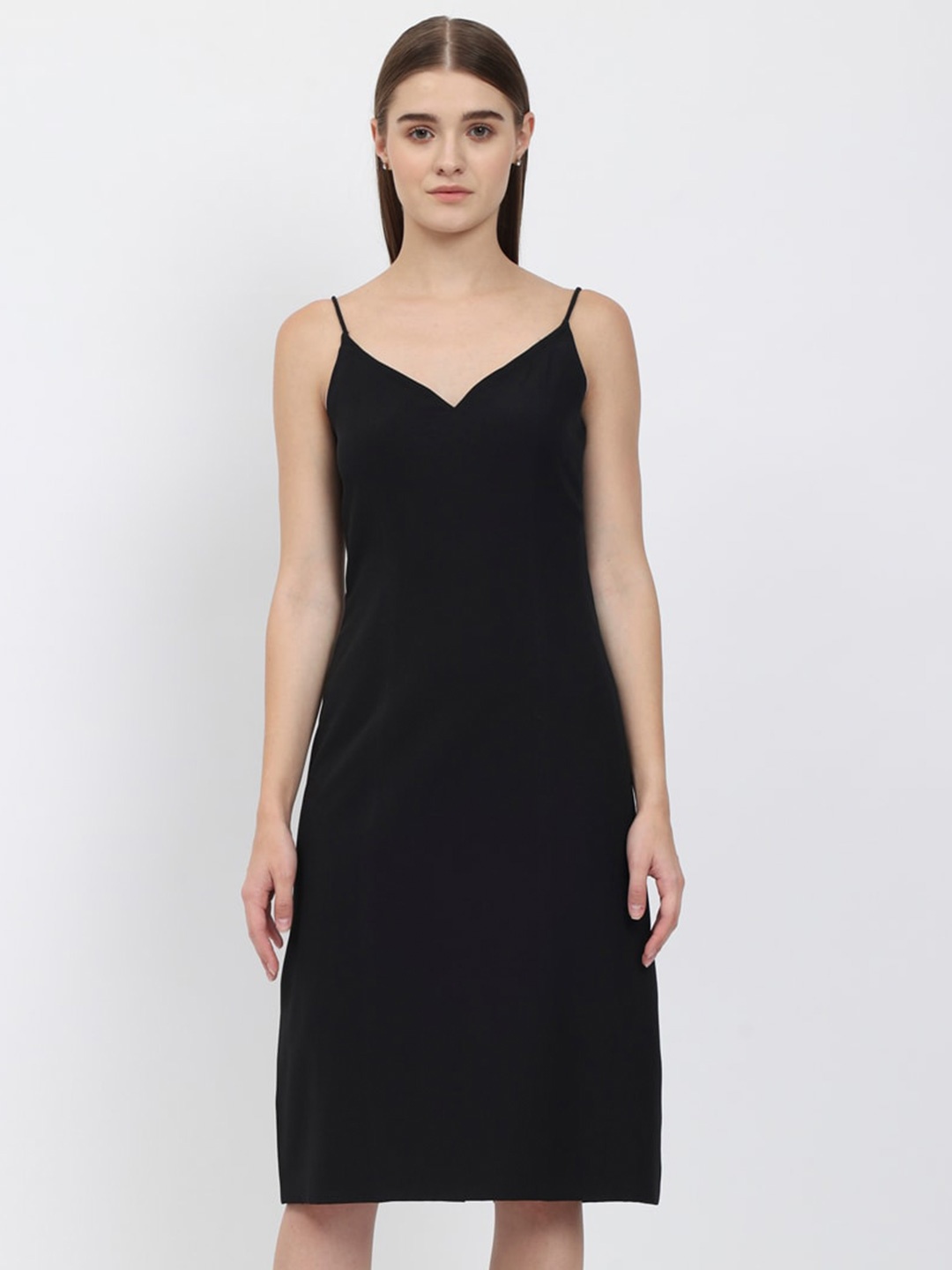 

DEPANO Shoulder Strap Neck Sheath Dress, Black