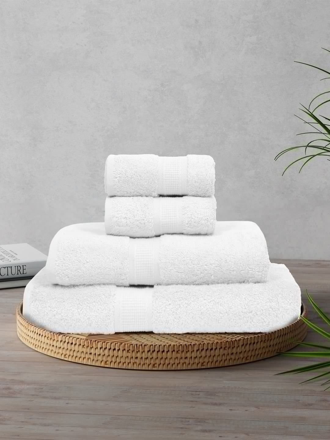 

BOMBAY DYEING White 4 Pieces Anti-Bacterial 550 GSM Towel Set