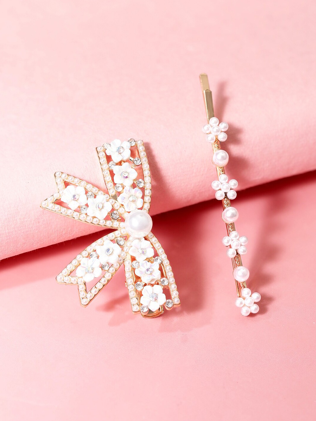

Rubans Set of 2 Embellished Bobby Pins, Gold