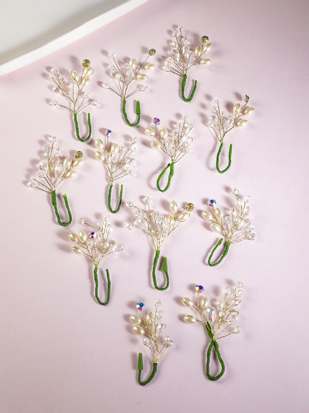 

Rubans Set Of 12 Embellished Hair Accessory Set, White