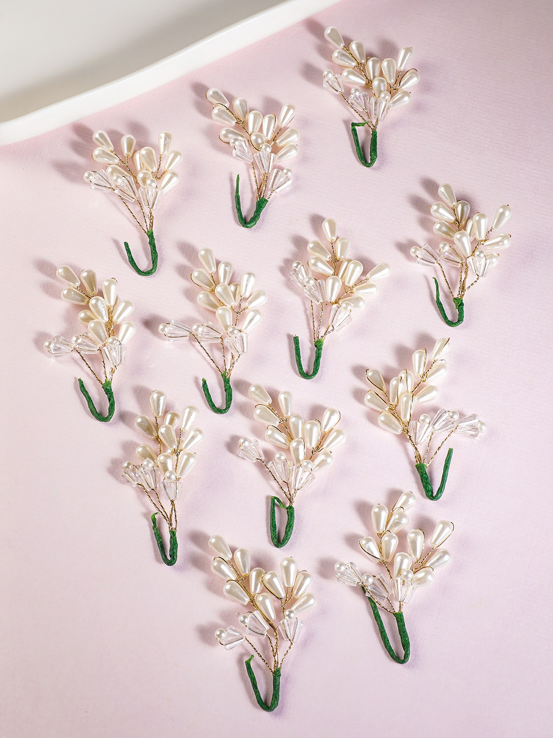 

Rubans Set Of 12 Embellished Hair Accessory Set, White