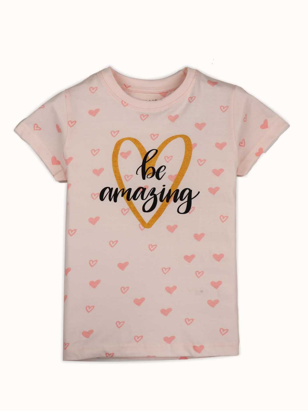 

Gini and Jony Girls Conversational Printed Cotton T-shirt, Pink