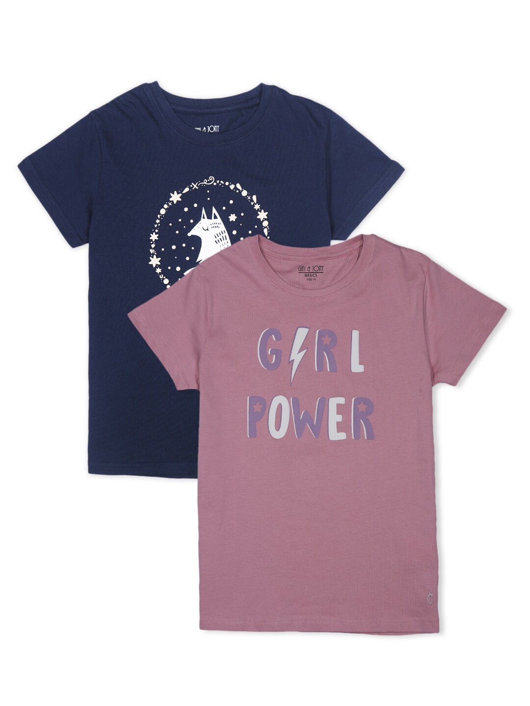 

Gini and Jony Girls Pack Of 2 Printed Cotton T-shirt, Mauve