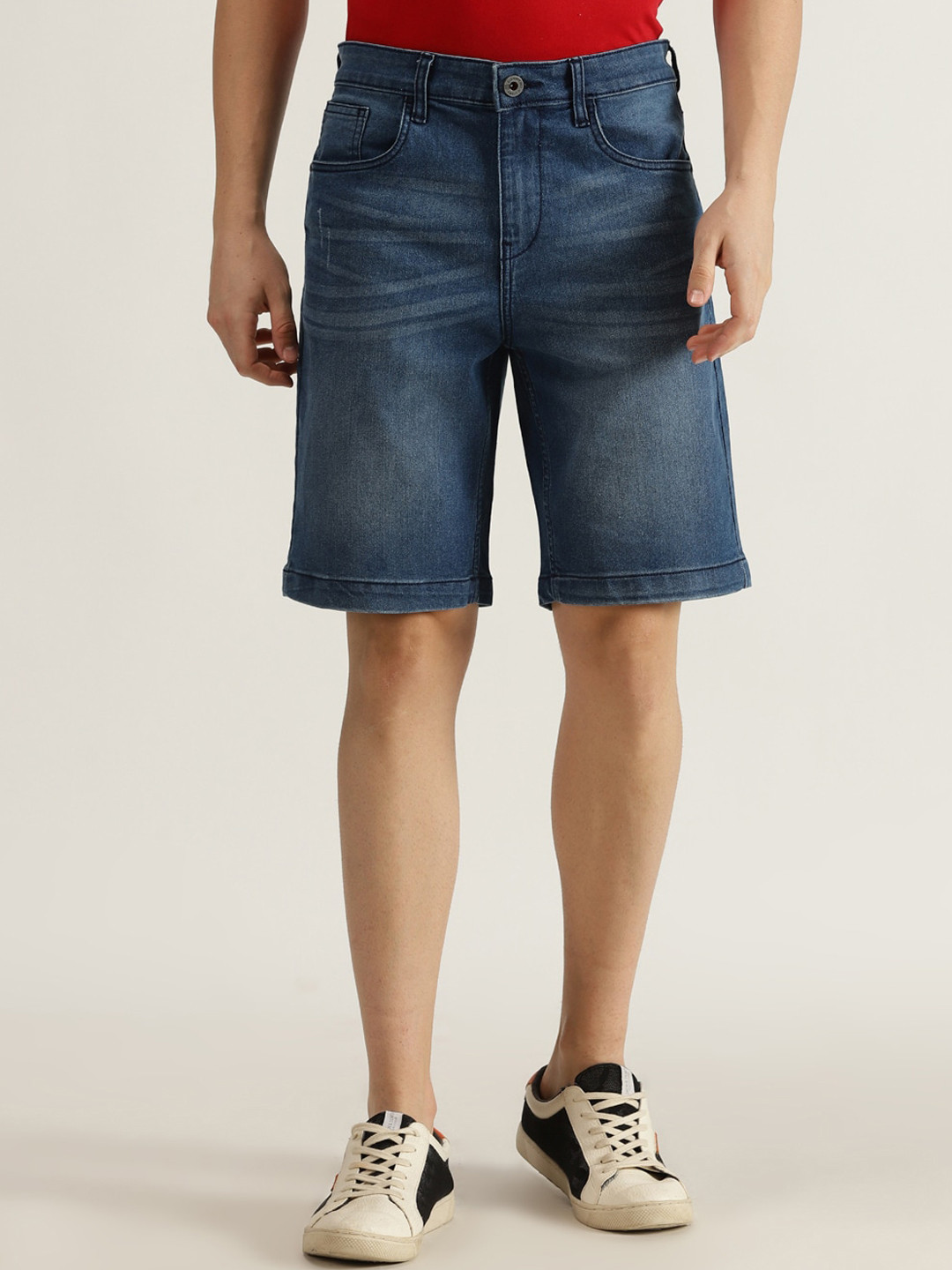 

Old Grey Men Mid-Rise Cotton Denim Shorts, Blue
