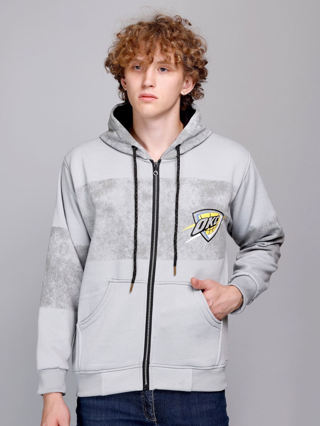 

FCKPLUS Hooded Fleece Sweatshirt, Grey