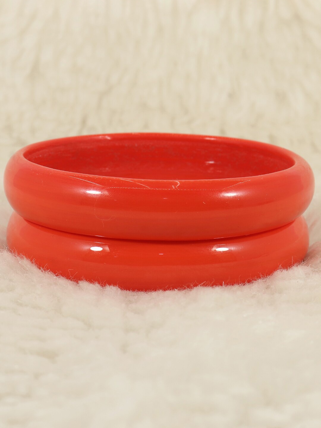 

NMII Set Of 2 Plain Simple Glass Kada Bangles, Orange