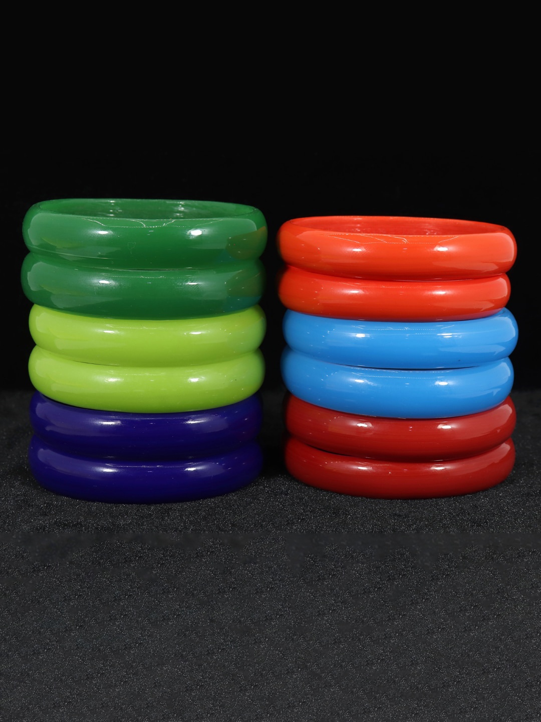 

NMII Set Of 12 Glass Kada Bangles, Green