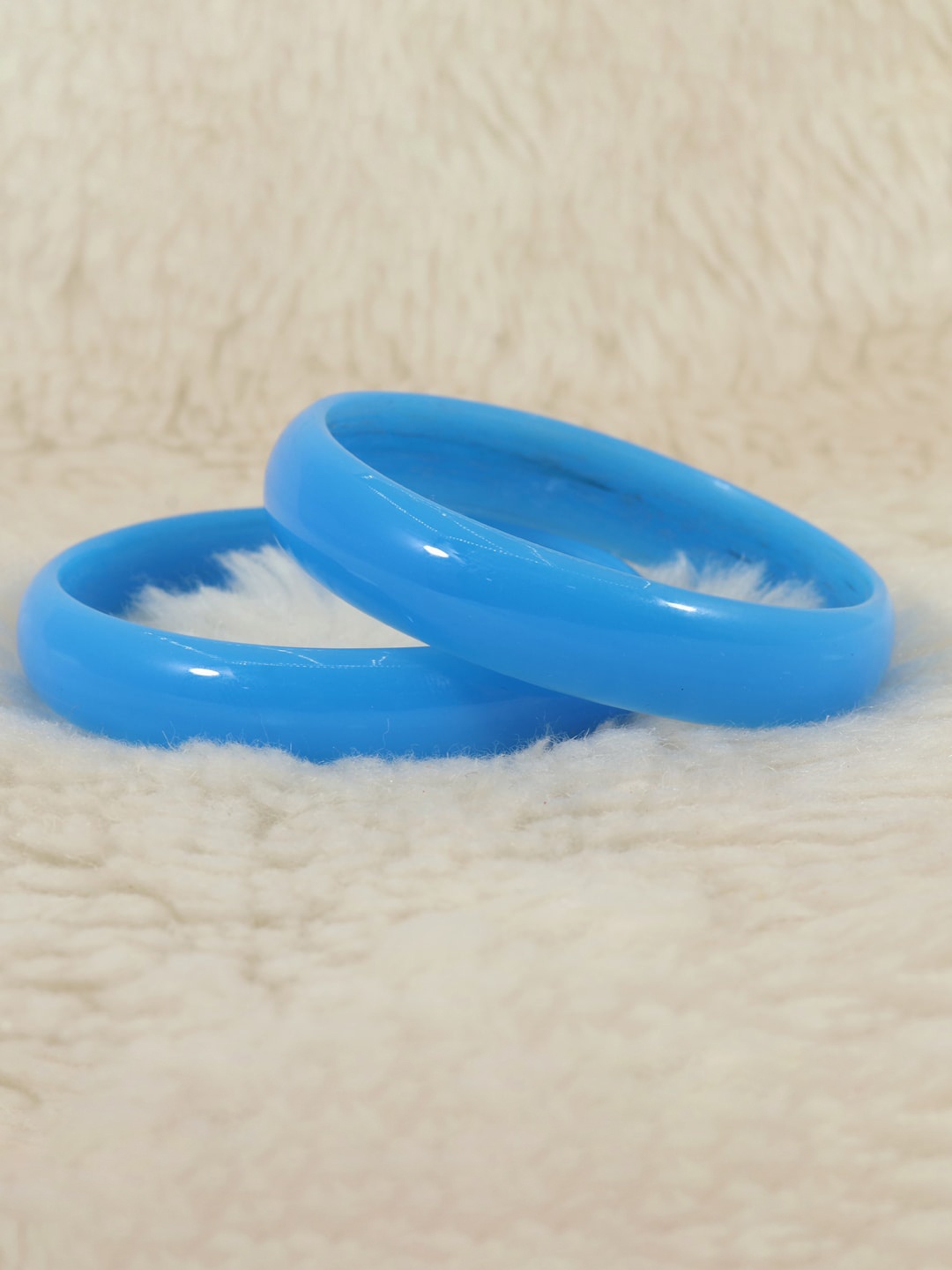 

NMII Set Of 2 Glass Kada Bangles, Turquoise blue