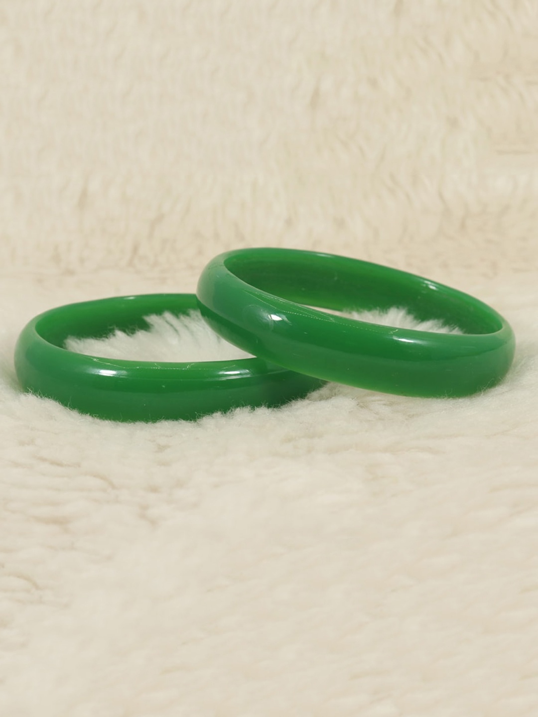 

NMII Set of 2 Simple Glass Kada Bangles, Green