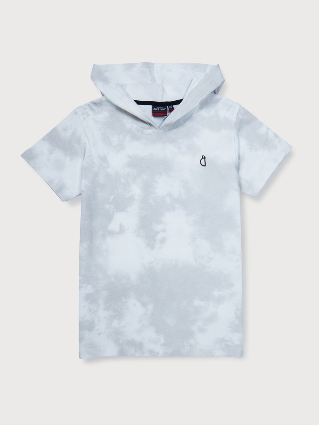 

Gini and Jony Boys Tie & Dyed Hooded Cotton T-shirt, Grey