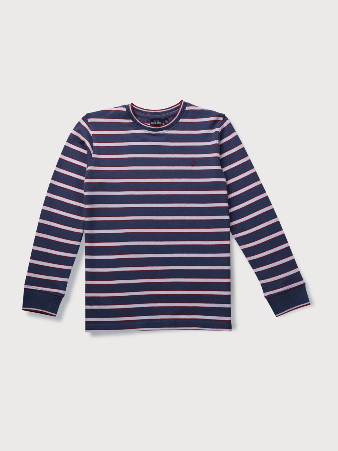 

Gini and Jony Boys Striped Round Neck Long Sleeves Cotton T-shirt, Navy blue