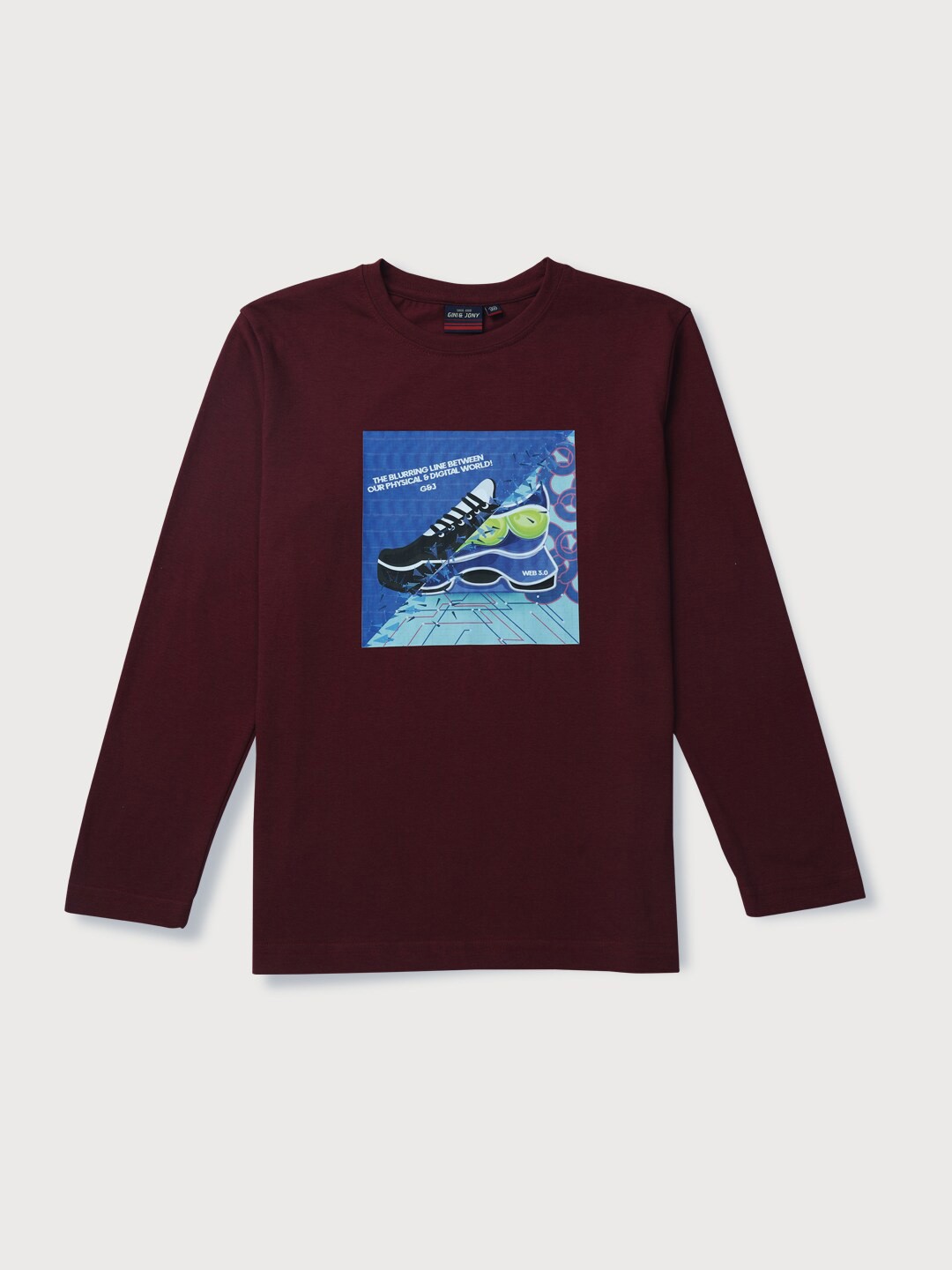 

Gini and Jony Boys Graphic Printed Cotton T-shirt, Maroon