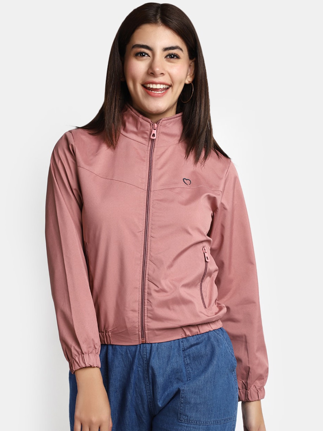 

V-Mart Mock Collar Bomber Jacket, Pink