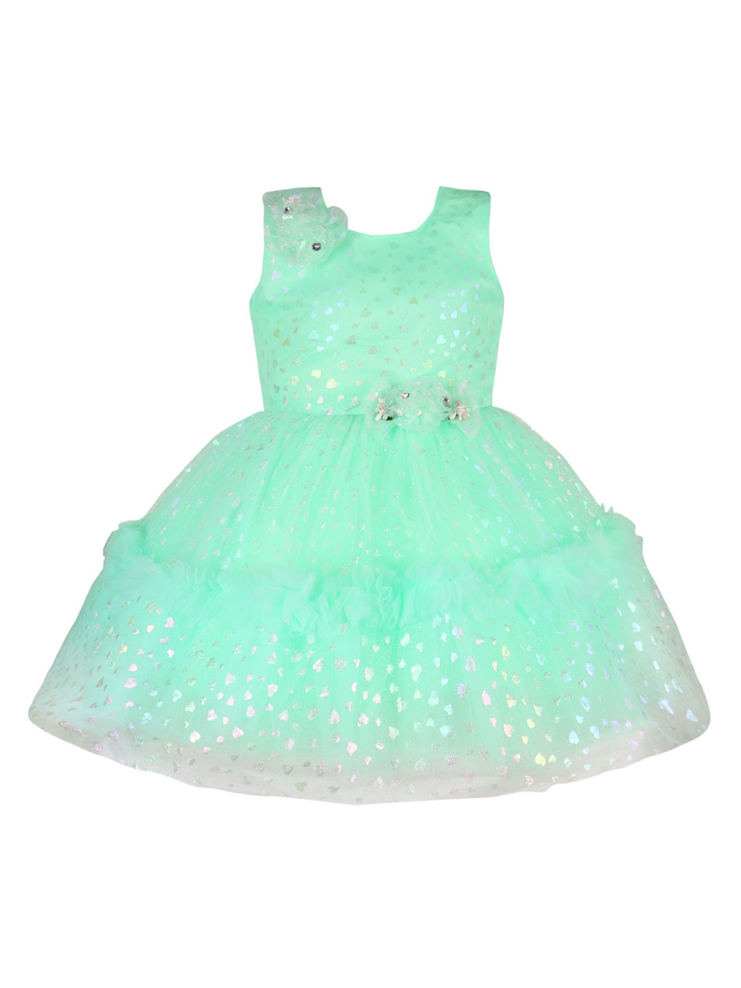 

Wish Karo Girls Embellished Net Fit & Flare Dress, Sea green