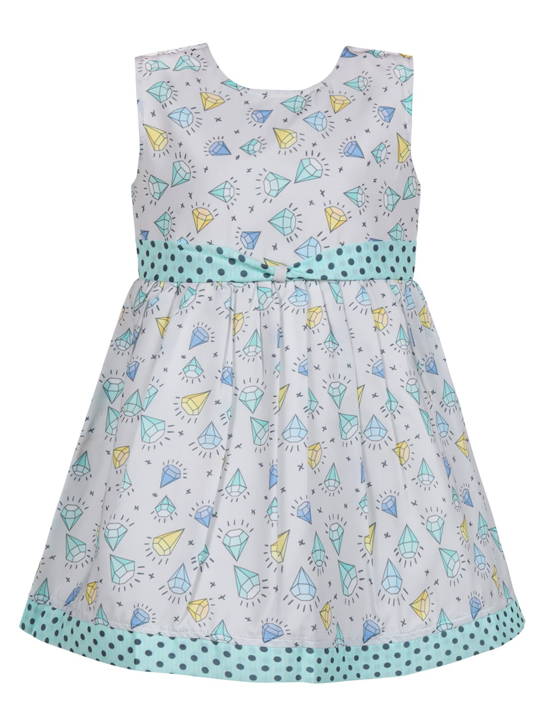 

Wish Karo Girls Graphic Printed Satin A-Line Dress, Blue