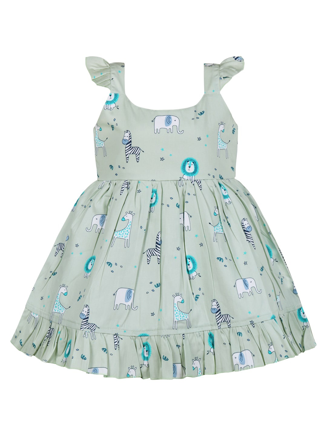 

Wish Karo Infant Girls Print Cotton Fit & Flare Dress, Sea green