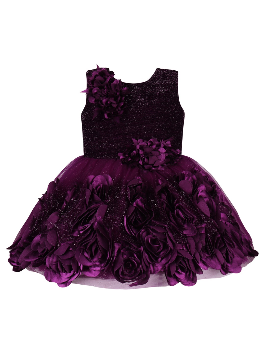 

Wish Karo Girls Embellished Sleeveless Net Fit & Flare Dress, Purple