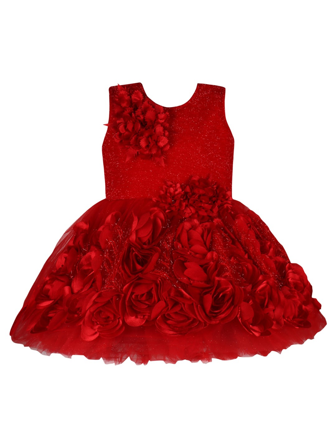 

Wish Karo Girls Net Fit & Flare Dress, Red