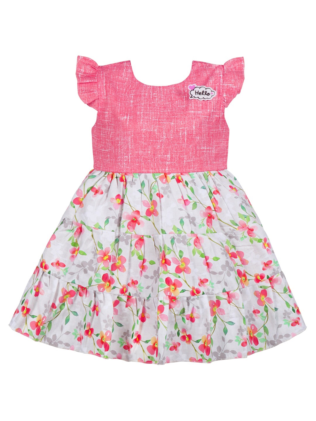 

Wish Karo Girls Floral Print Satin Fit & Flare Dress, Pink