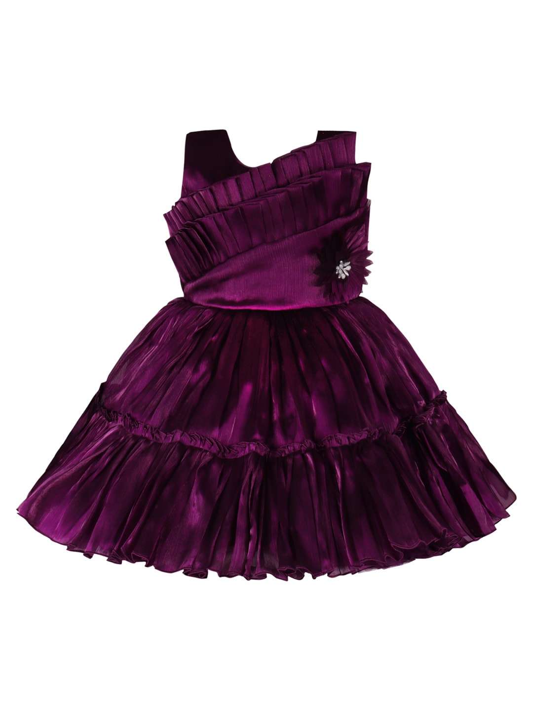 

Wish Karo Girls Gathered Satin Fit & Flare Dress, Purple
