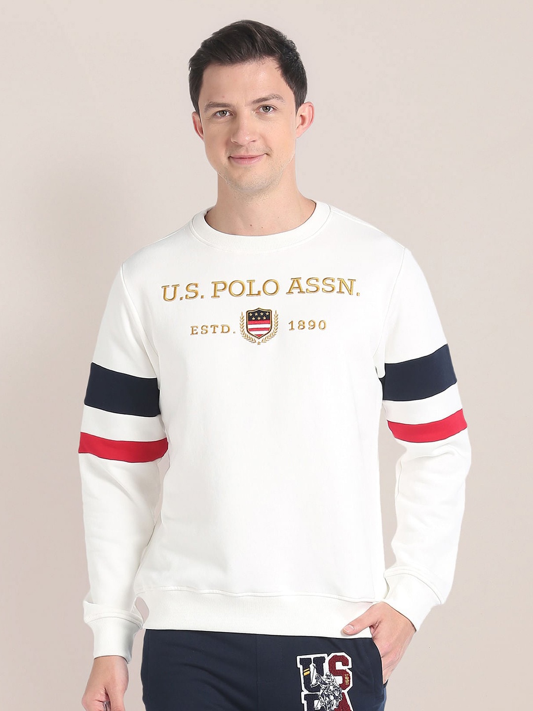 

U.S. Polo Assn. Denim Co. Typography Printed Cotton Pullover, White