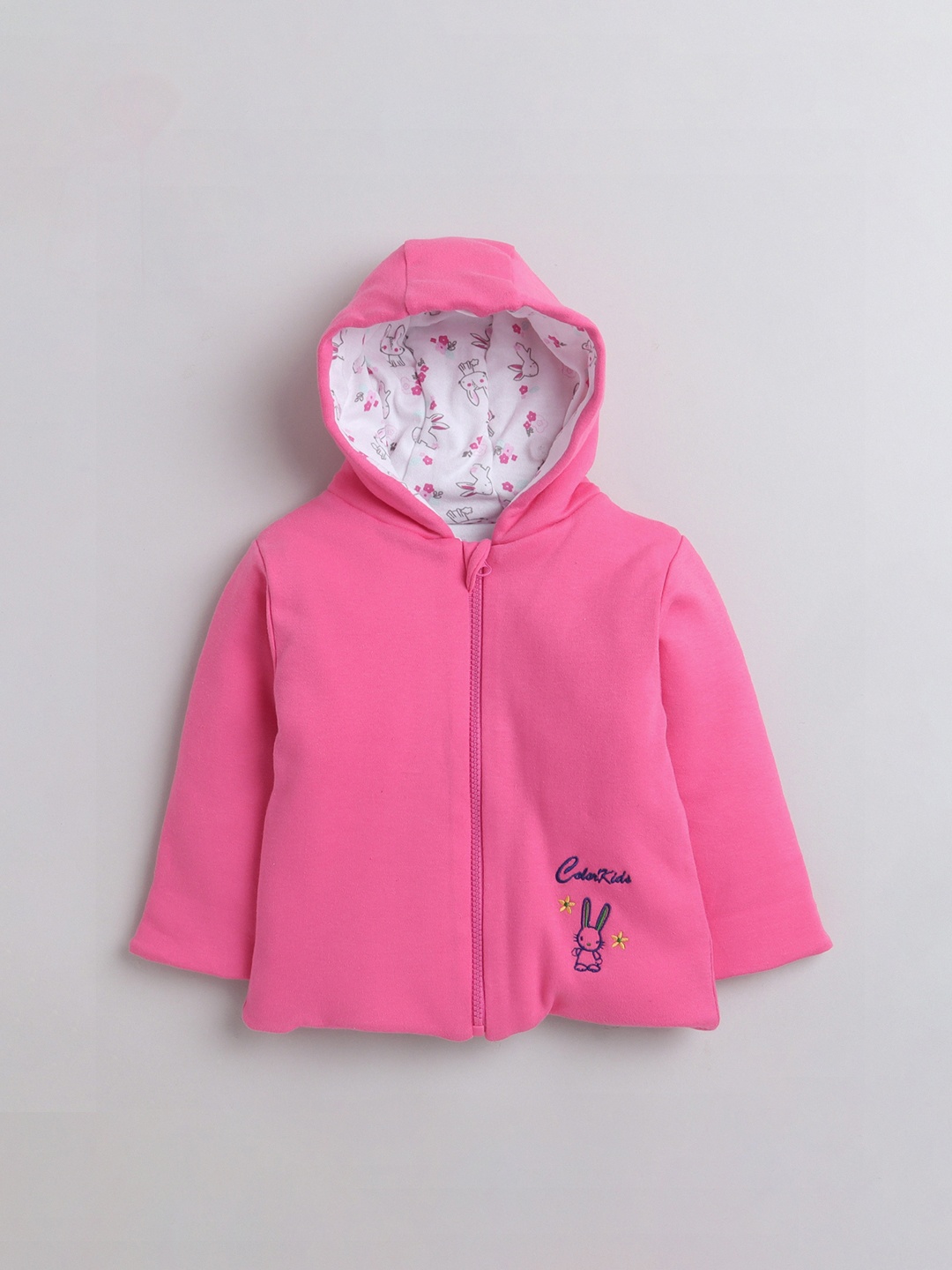 

BUMZEE Girls Conversational Hooded Reversible Bomber Jacket, Pink