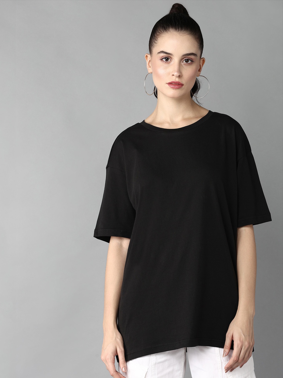

Roadster Oversized Pure-Cotton T-Shirt, Black