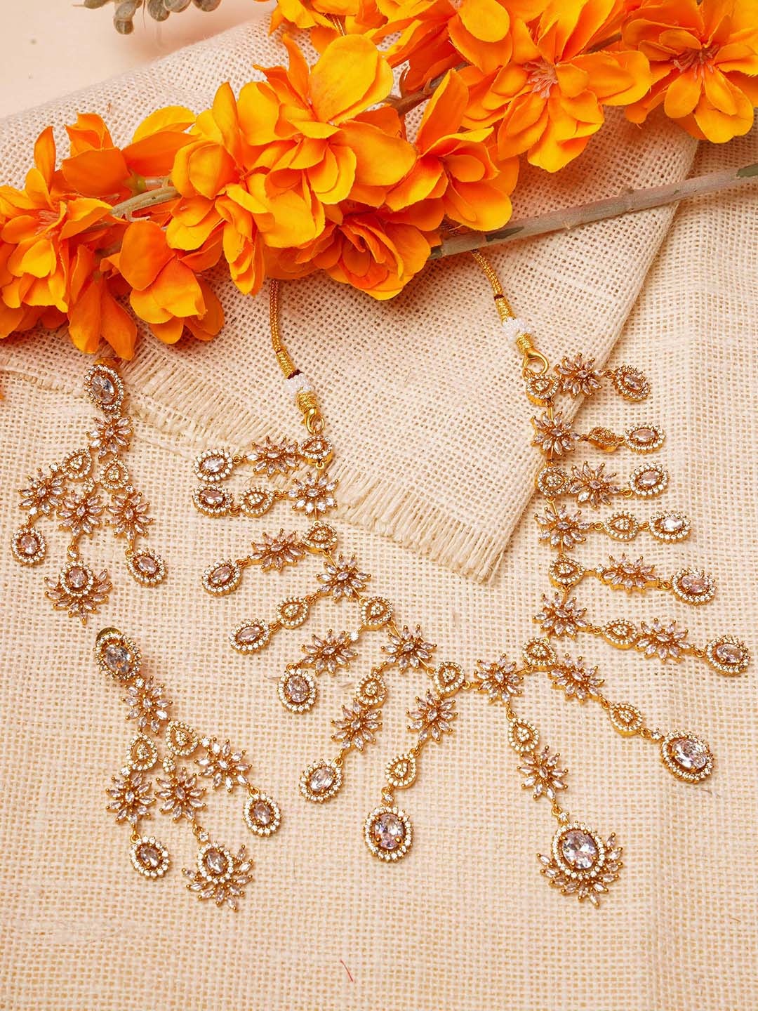 

GRIIHAM Gold-Plated Cubic Zirconia Studded Jewellery Set
