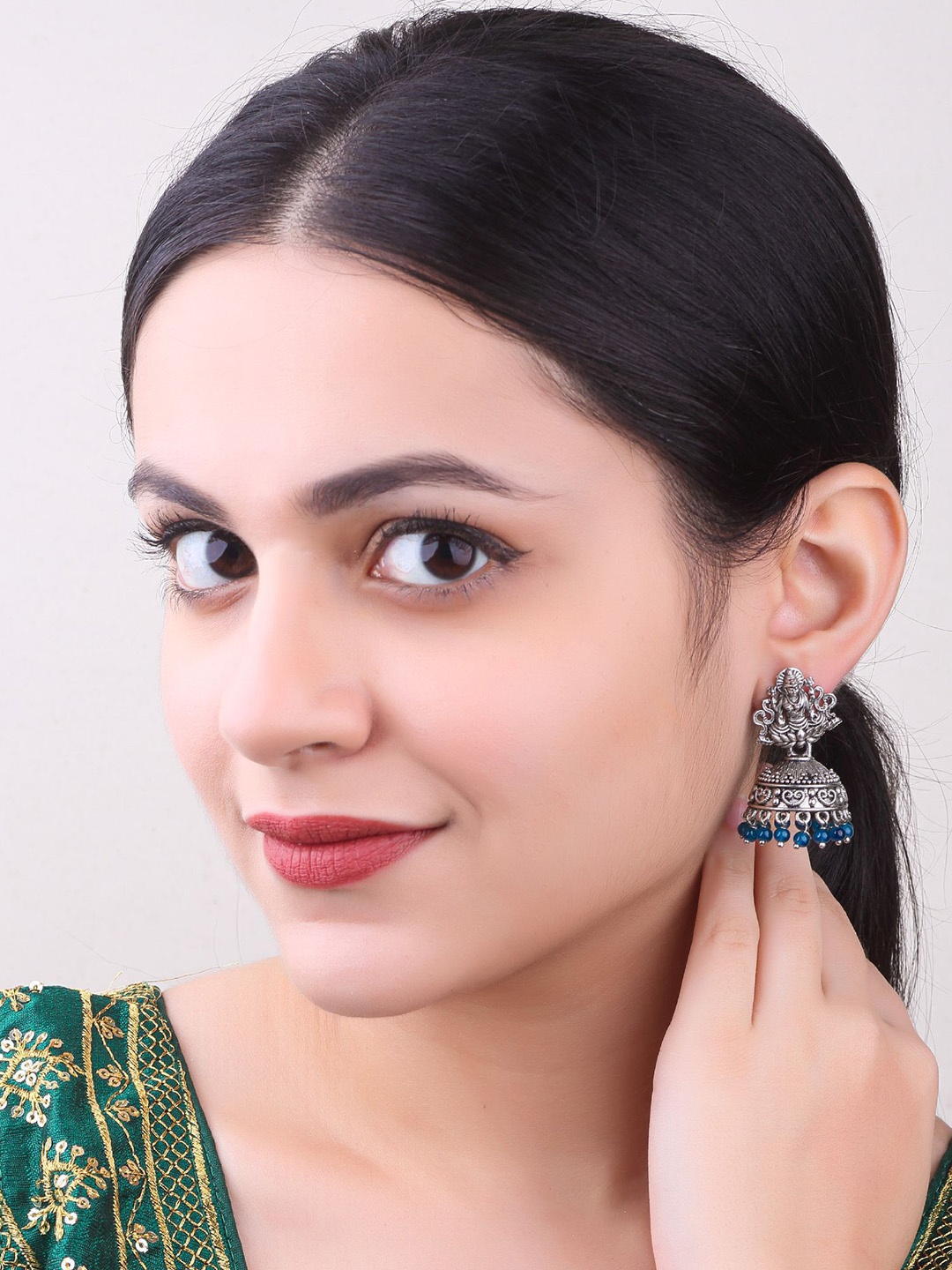 

GRIIHAM Silver-Plated Stainless Steel Contemporary Jhumkas