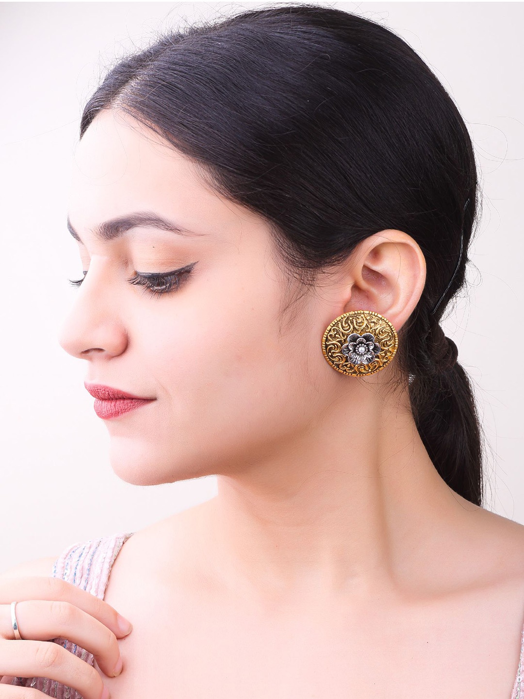 

GRIIHAM Gold-Plated Stainless Steel Contemporary Studs Earrings