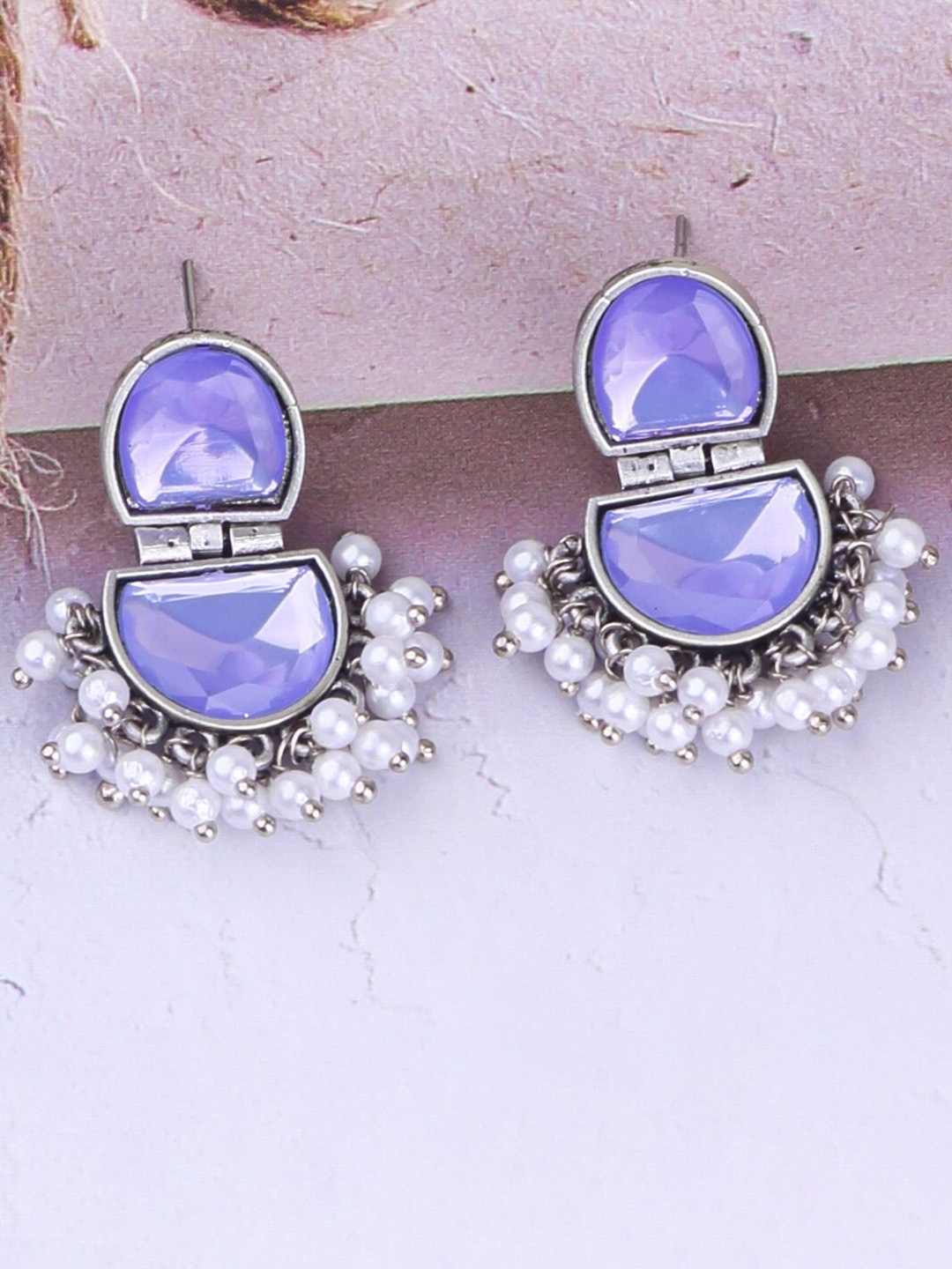 

GRIIHAM Contemporary Stainless Steel Studs Earrings, Lavender