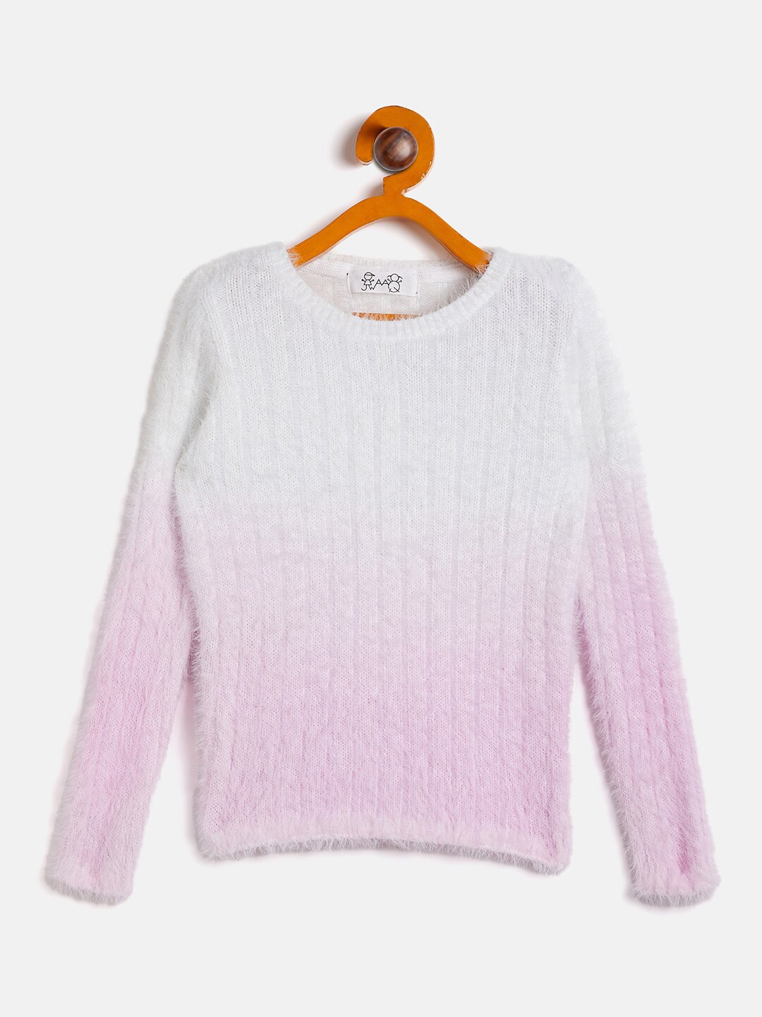 

JWAAQ Girls Ribbed Pure Cotton Pullover, White