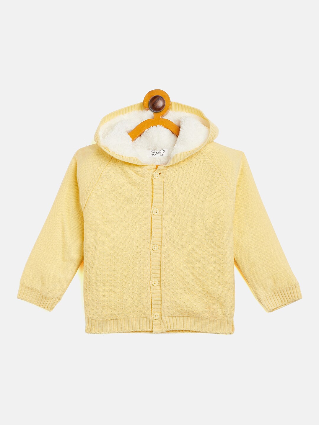 

JWAAQ Kids Open Knit Long Sleeves Pure Cotton Hood Cardigan Sweater, Yellow