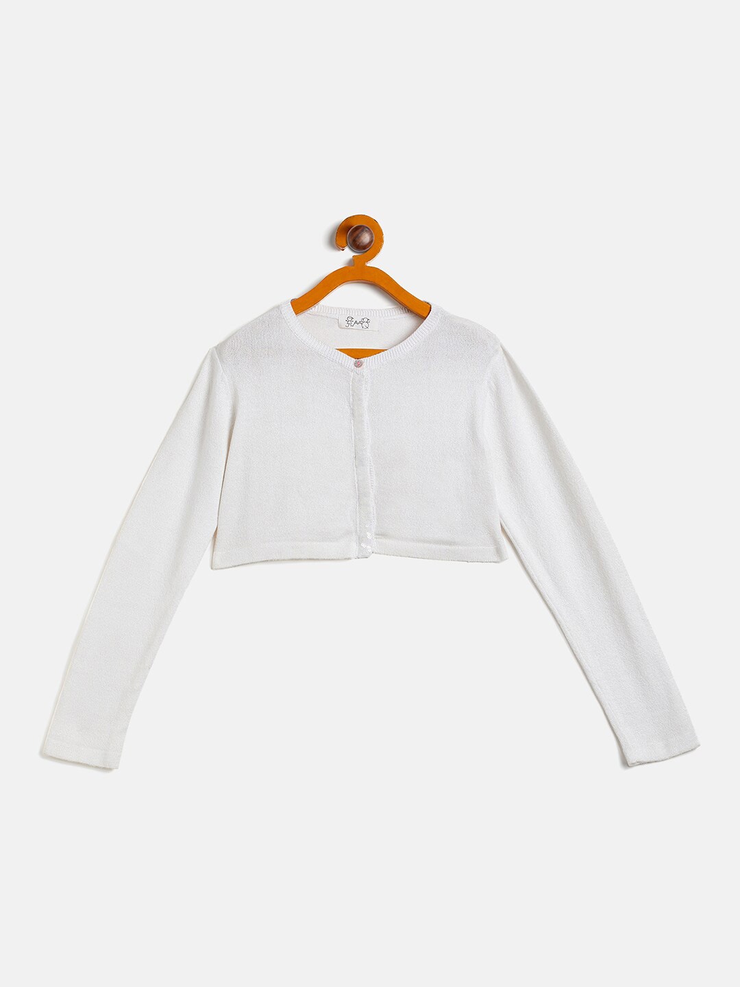 

JWAAQ Girls Crop Pure Cotton Button Shrug, White