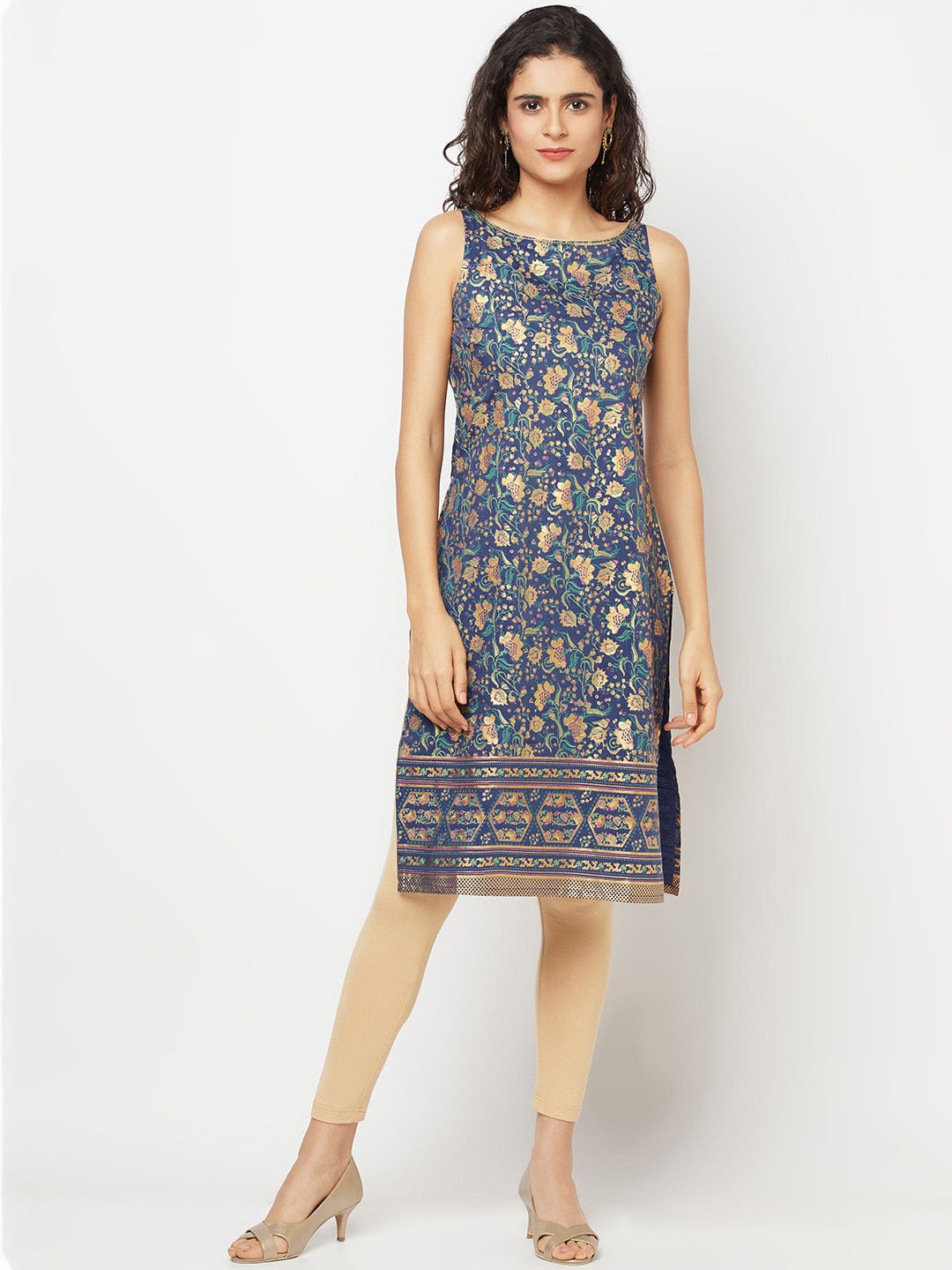 

AURELIA Ethnic Motifs Printed Kurta, Blue