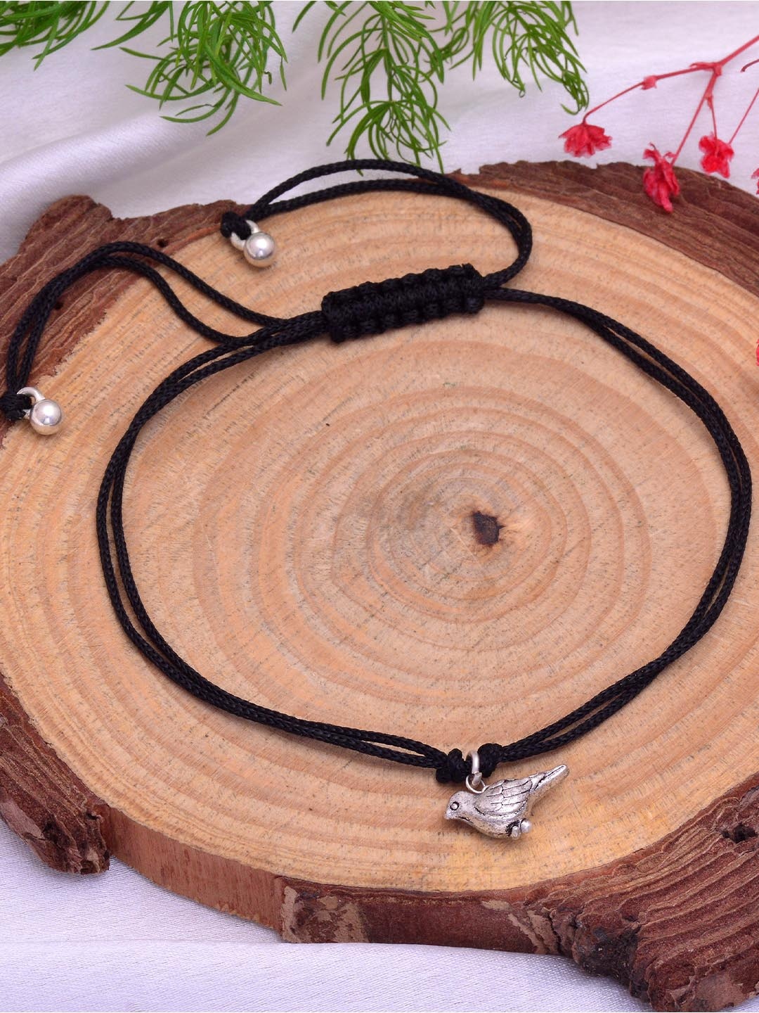 

Abhooshan Silver-Plated Thread Anklet