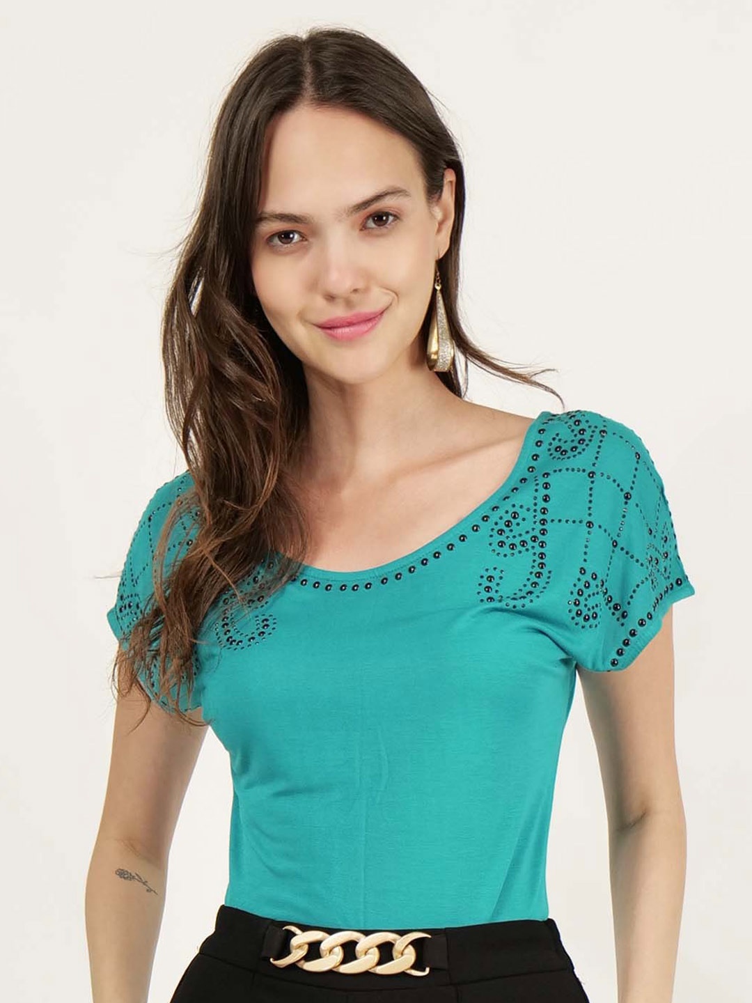 

DRIRO Scoop Neck Regular Top, Green