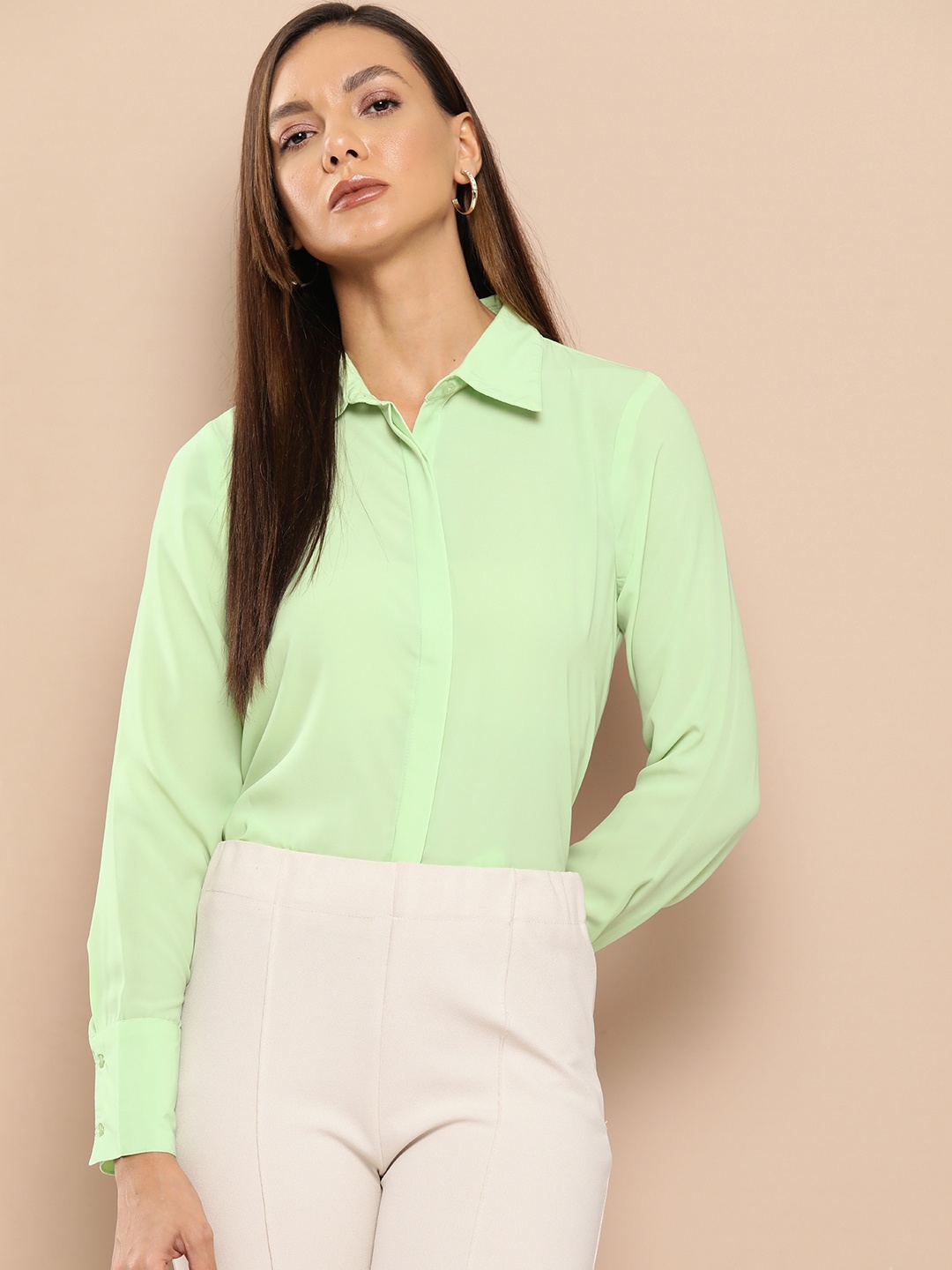 

her by invictus High-Low Hem Formal Shirt, Green