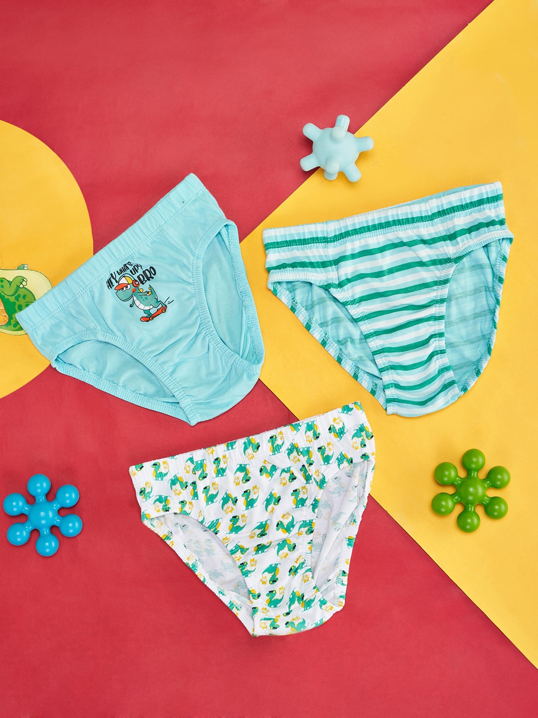 

Pantaloons Junior Boys Pack of 3 Boys Printed Anti Bacterial Cotton Briefs, Blue