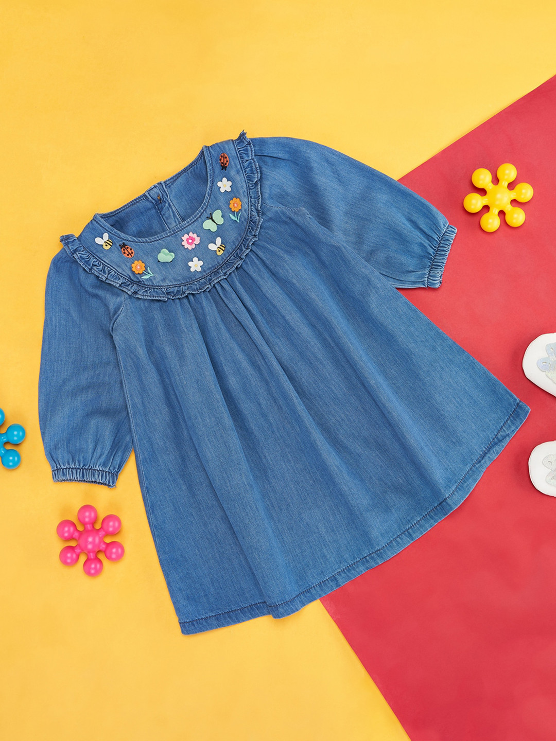 

Pantaloons Baby Girls Cotton A-Line Dress, Blue