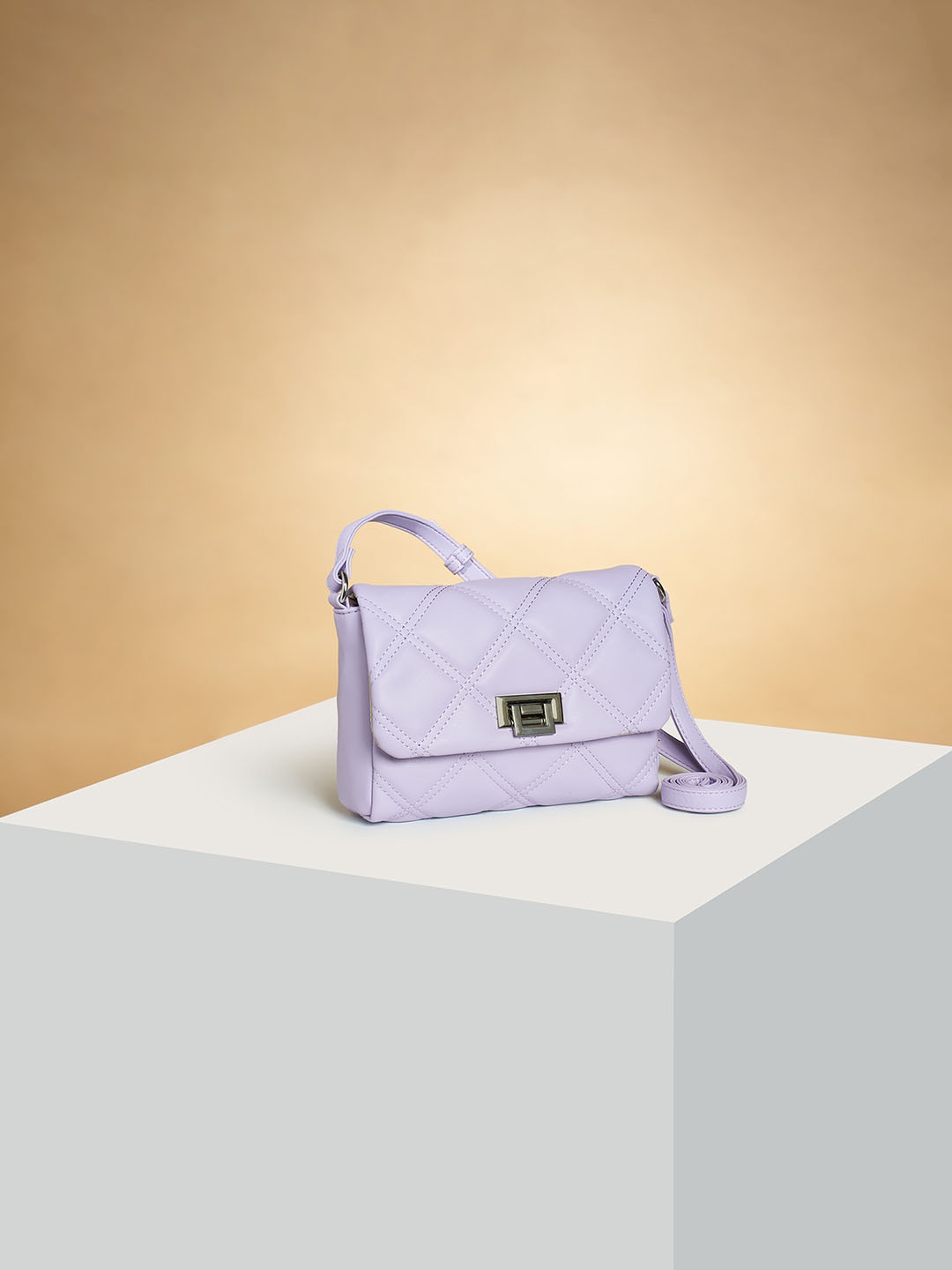 

Forever Glam by Pantaloons Quilted Structured Sling Bag, Purple