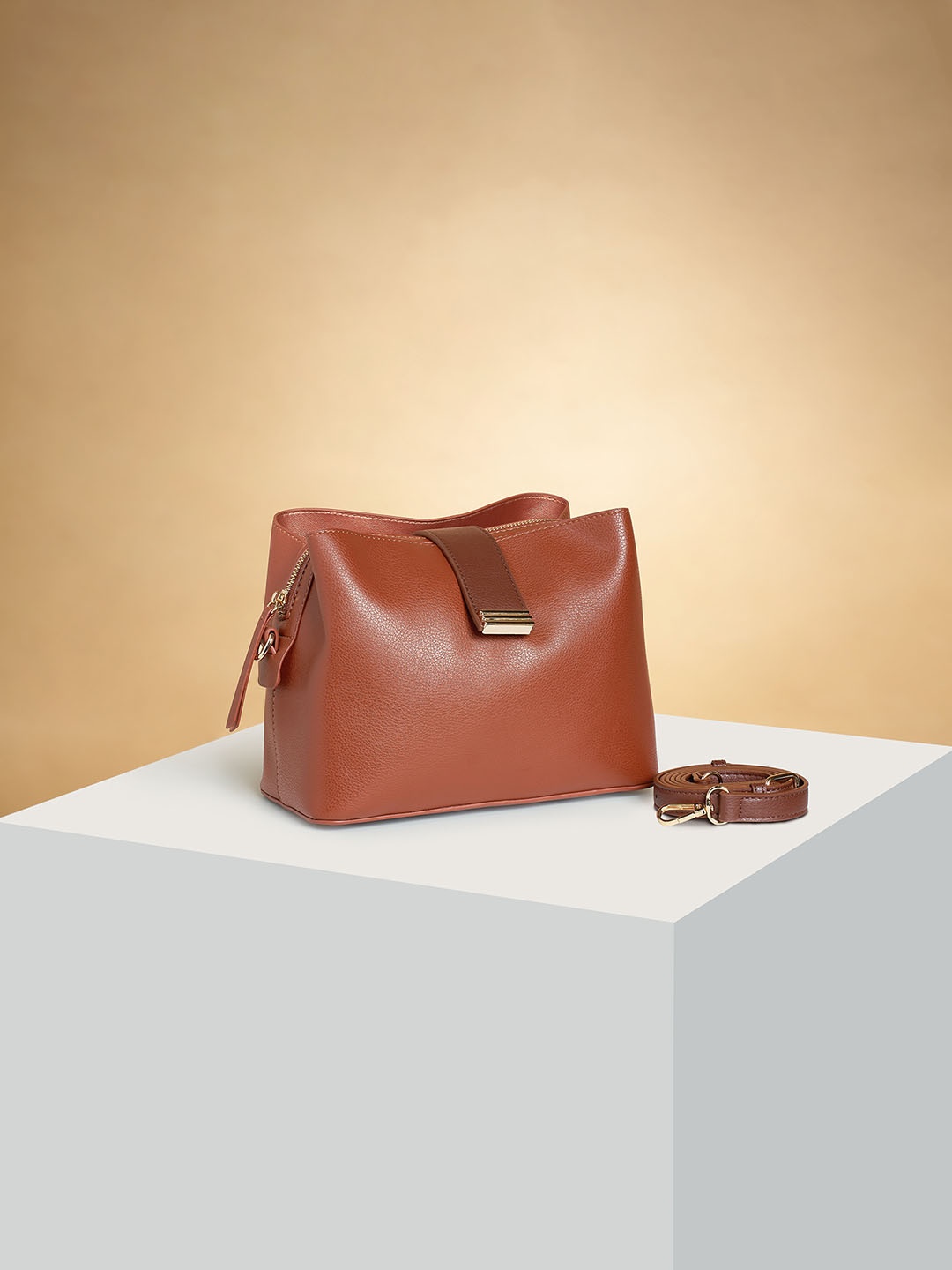 

Forever Glam by Pantaloons Structured Handheld Bag, Tan