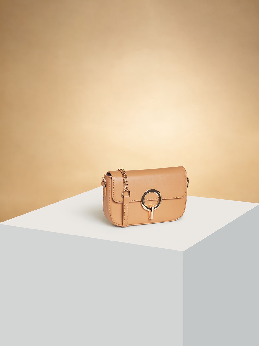 

Forever Glam by Pantaloons Structured Sling Bag, Beige