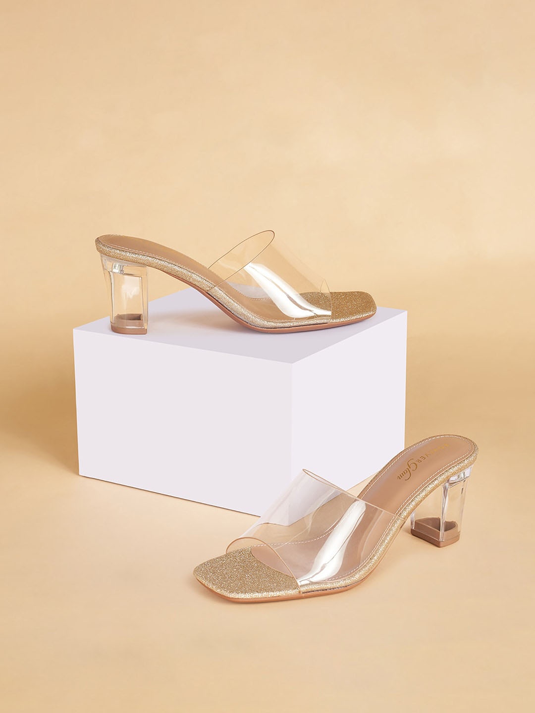 

Forever Glam by Pantaloons Open Toe Block Heel Mules, Gold