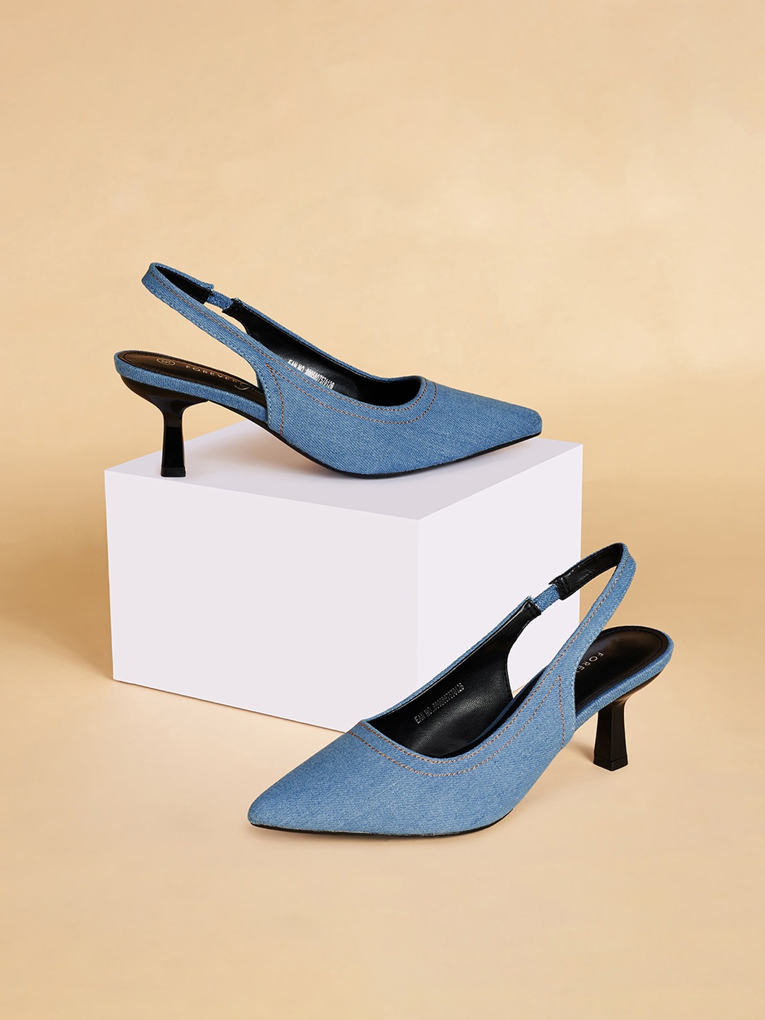 

Forever Glam by Pantaloons Pointed Toe Slim Mules With Backstrap, Blue