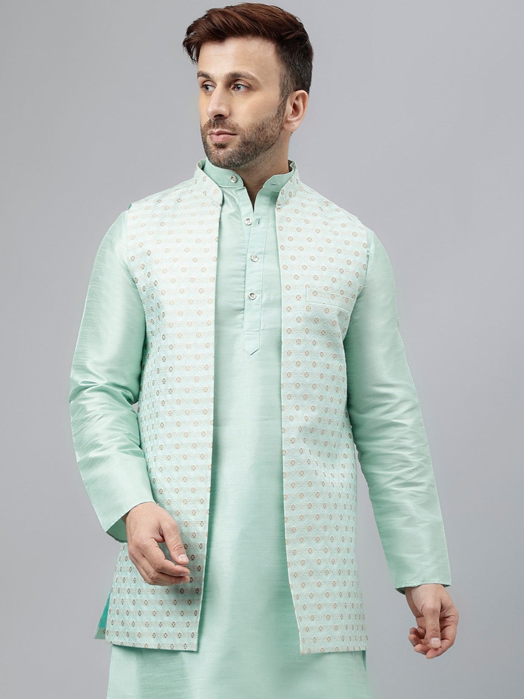 

Hangup Printed Nehru Jackets, Green