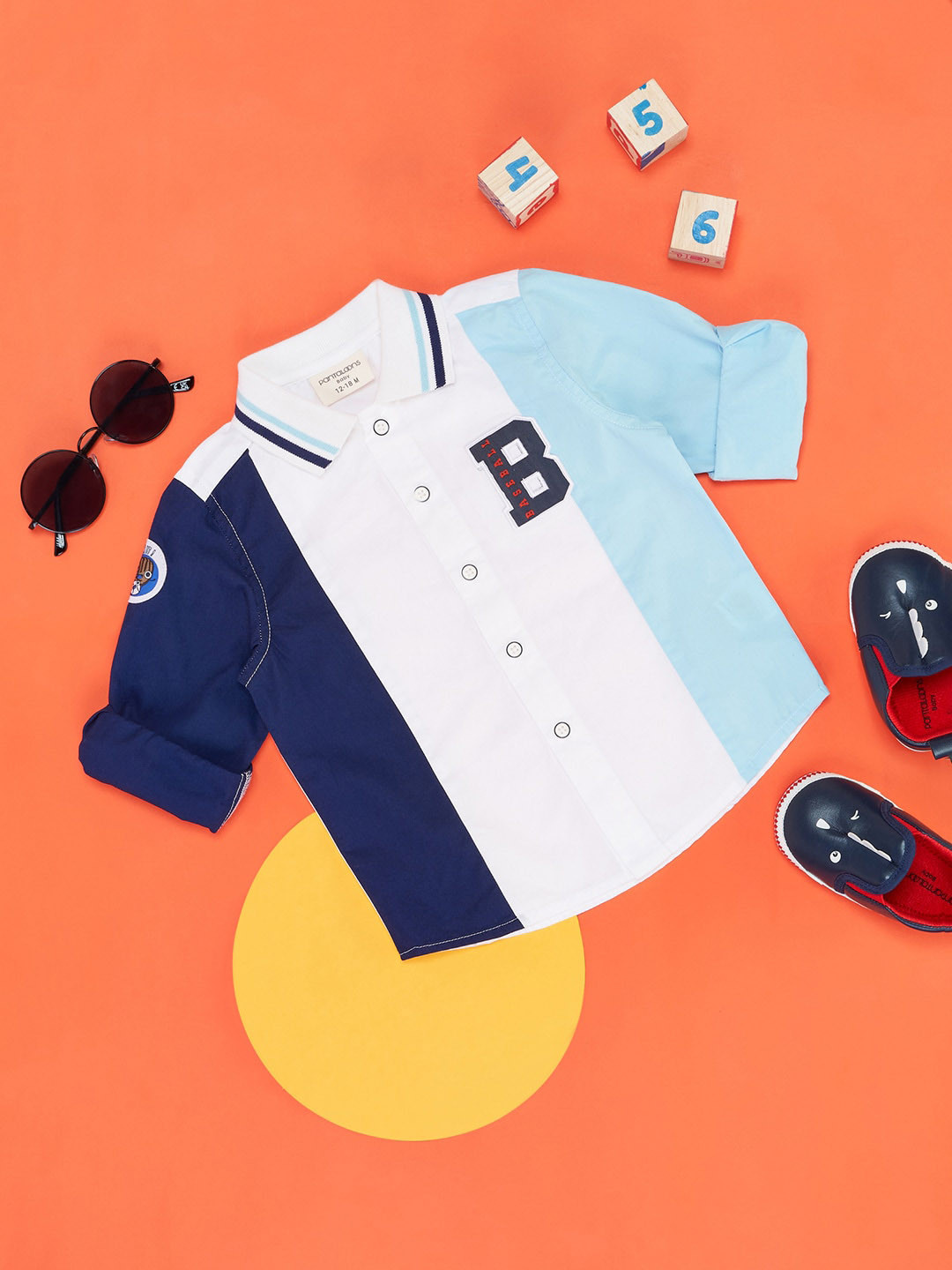 

Pantaloons Baby Boys Colourblocked Cotton Casual Shirt, Blue